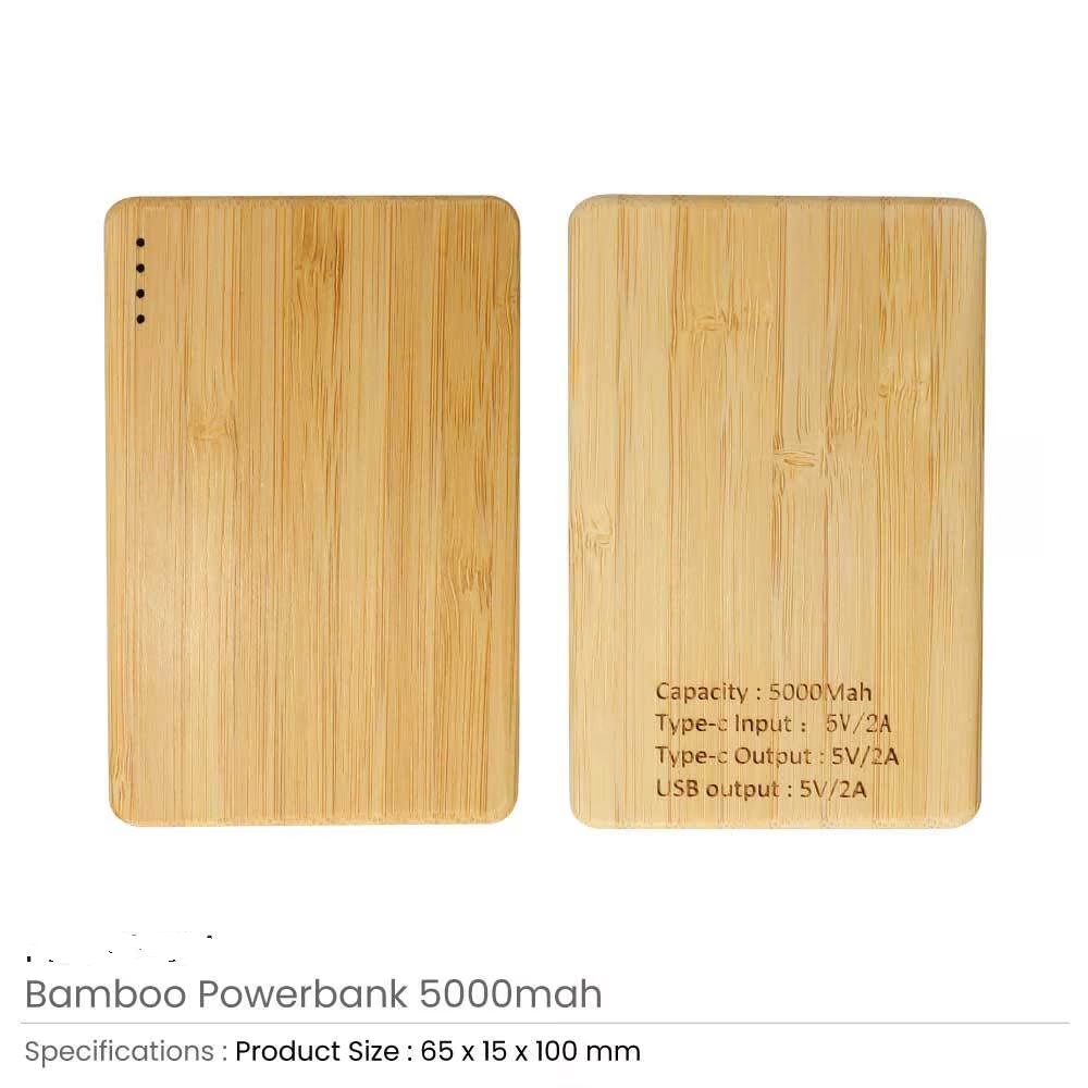 Bamboo Powerbank 5000 mAh Type C Input and Output - Image 2