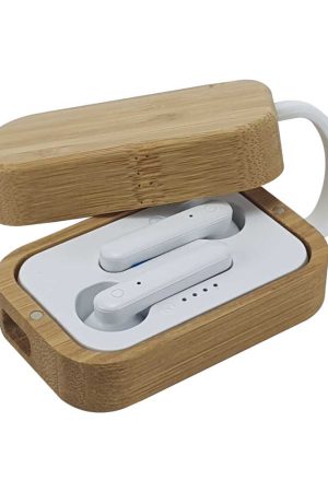 BT Earbuds with Bamboo Case & High Audio Quality
