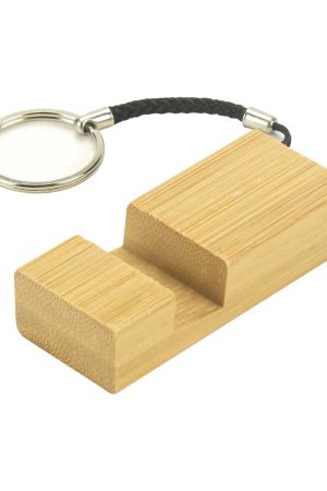 Bamboo Phone Stand with Round Key Holder