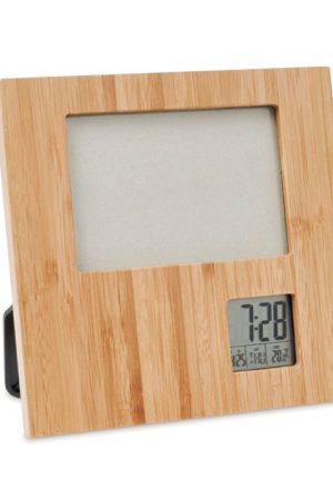Bamboo Photo Frame with Digital Clock & Weather Station