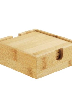 4 Pcs Bamboo Tea Coasters Sets with Case