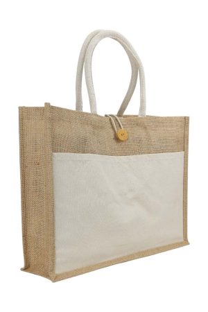 Jute Bags with Cotton Pocket and Handle