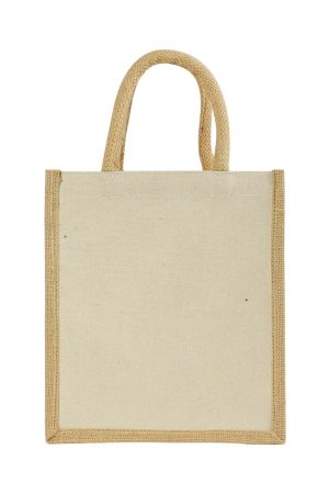 Laminated Cotton Bags with Natural Jute Gusset 10 Oz