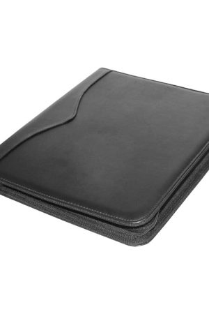 Leather Portfolio with Zipper and Calculator