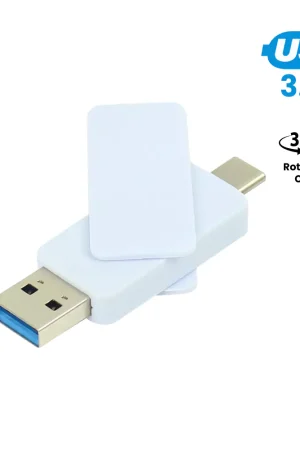 OTG White Swivel USB Flash Drives 64GB V. 3.0 Type C
