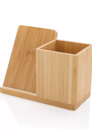 Bamboo Pen Holder with 10W Wireless Charger