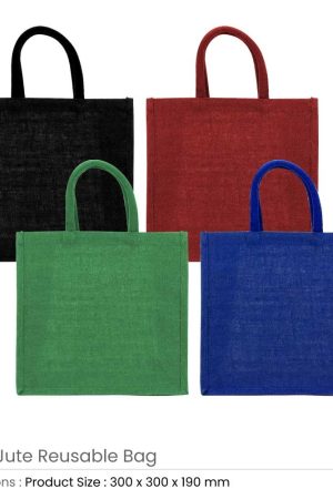 Reusable Square Jute Bags with Cotton Handles