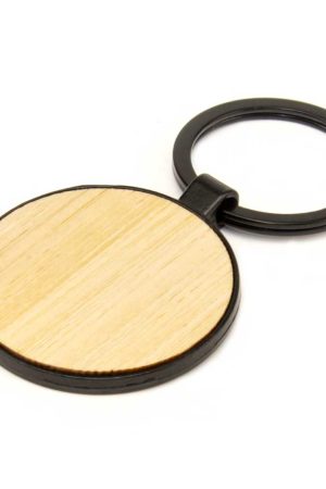 Metal Keychain with Bamboo