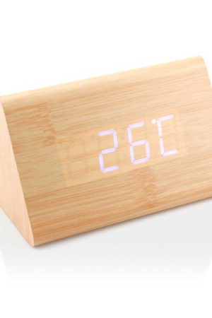 Triangular Wooden Digital Desk Clock Eco-Friendly