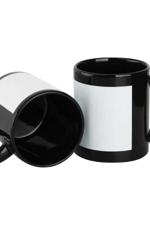 Black Ceramic Mugs with Printable Area