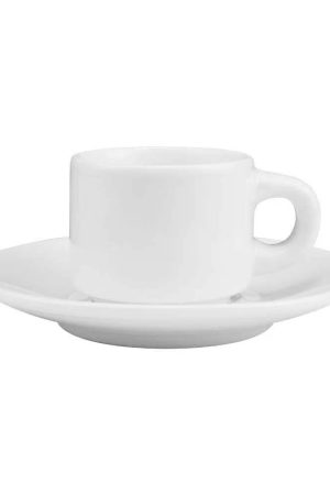 Sublimation White Ceramic Cup & Saucer 77ml Capacity