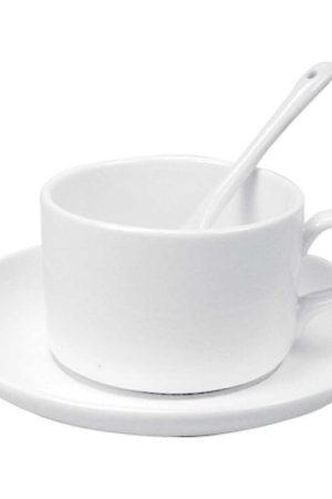 Ceramic Saucer Teacups with Spoon