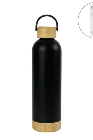 Double Wall SS Bottles with Bamboo Base & Lid 750 ml