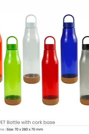 rPET Bottles with Cork Base, Twist-off Lid, Handle, 720ml