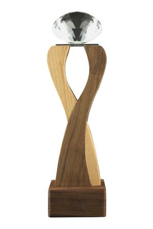 Wooden Trophy with Diamond shape Crystal on Top