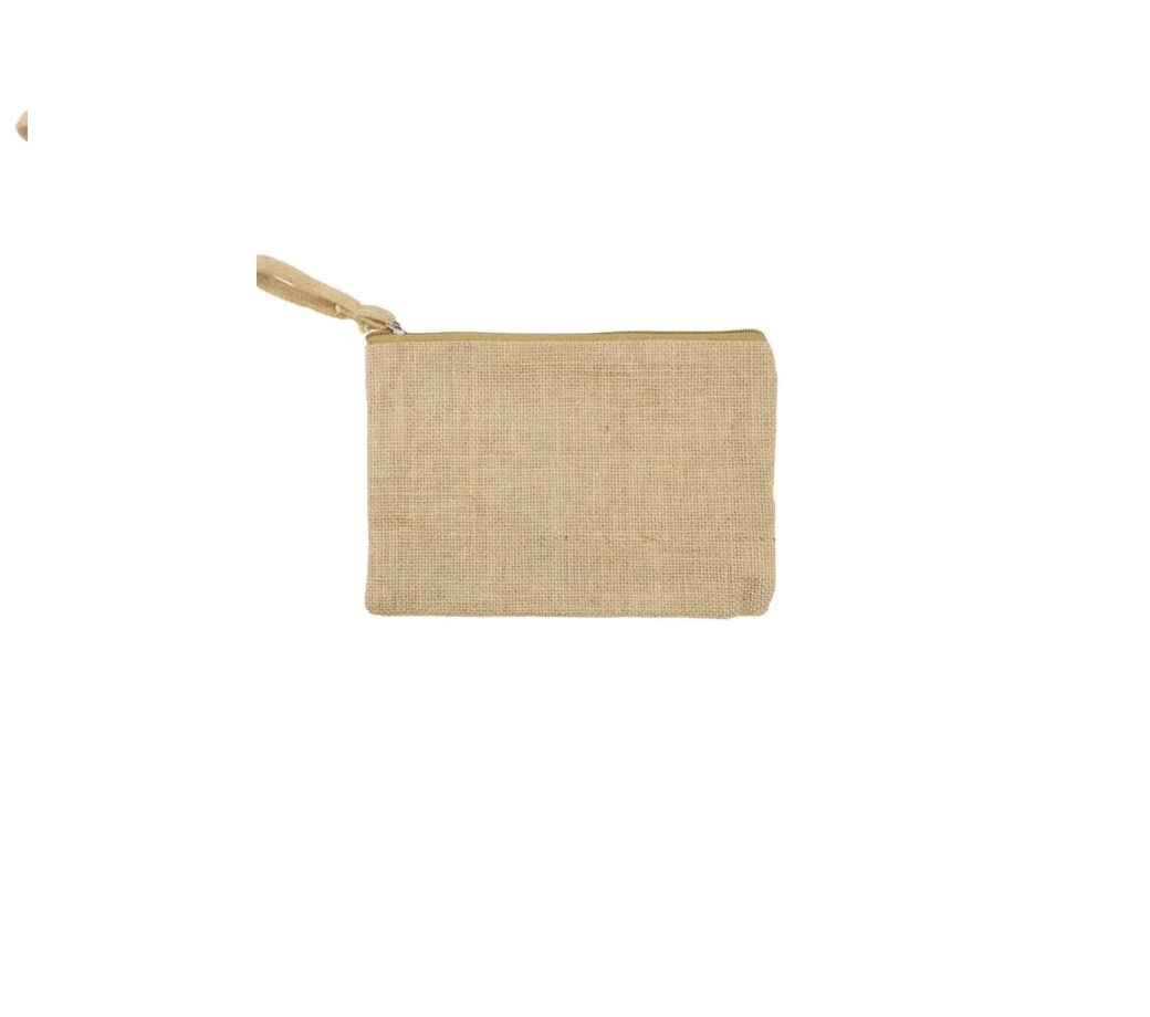Natural Jute Zipper Pouch for Organizing Storage