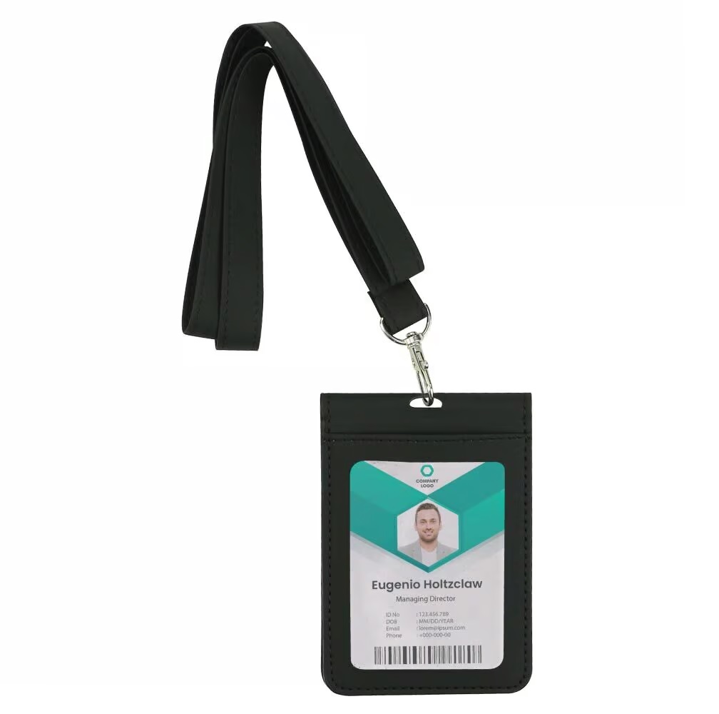 PU Leather Foldable ID Card Holder with Lace & Hook - Image 2