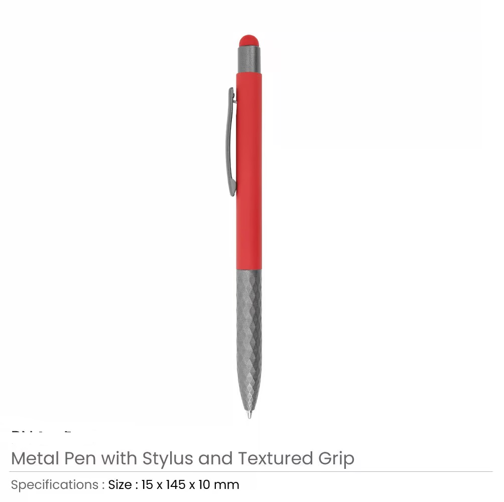 Stylus Metal Pens with Textured Grip - Image 3