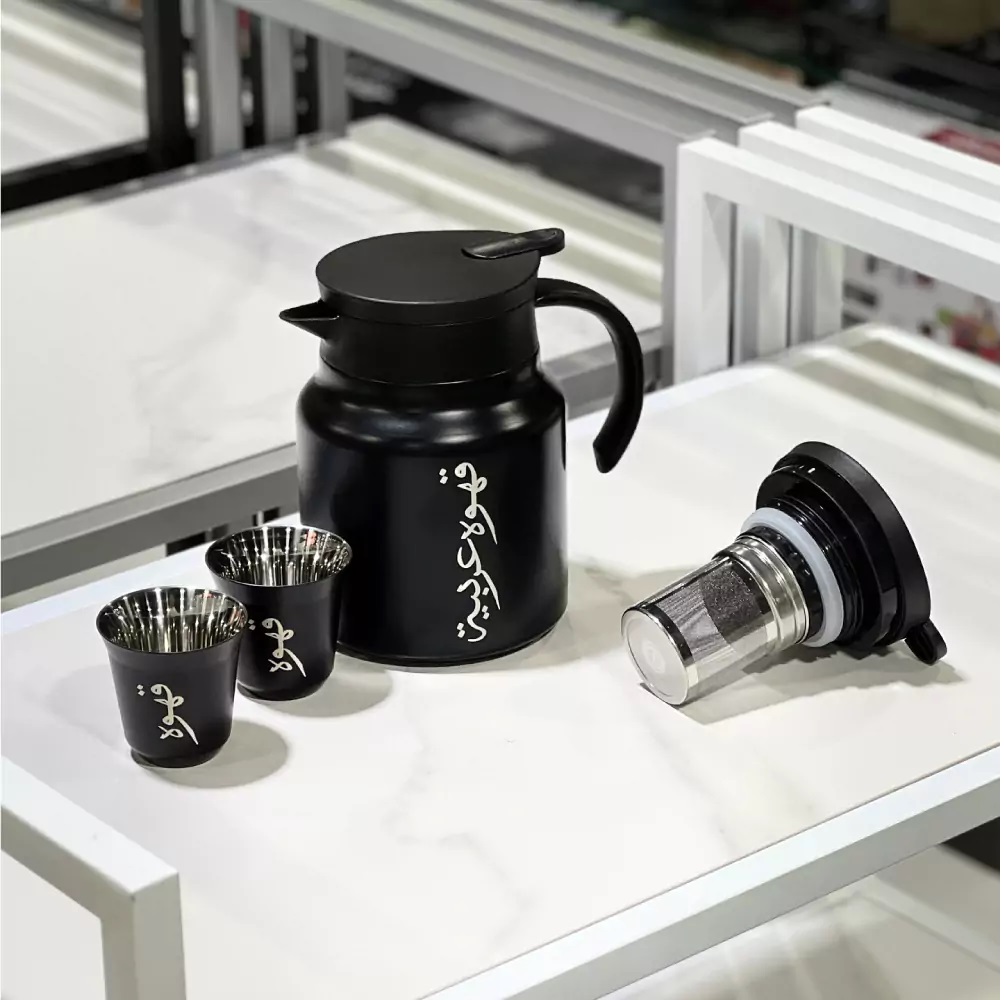 New Arabic Tea & Coffee Pot with Cups Set 1000 ml - Image 8