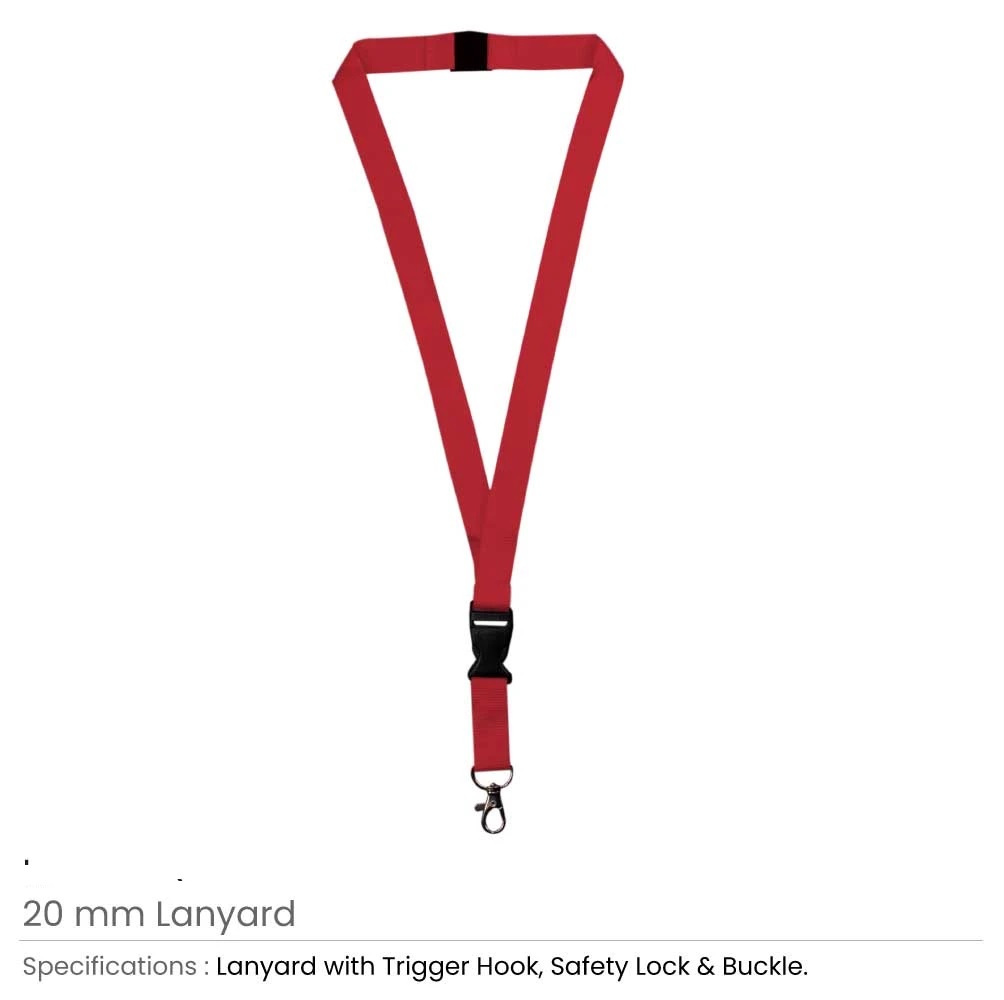 Lanyards with Hook, Safety Lock, and Buckle, 20 mm - Image 2