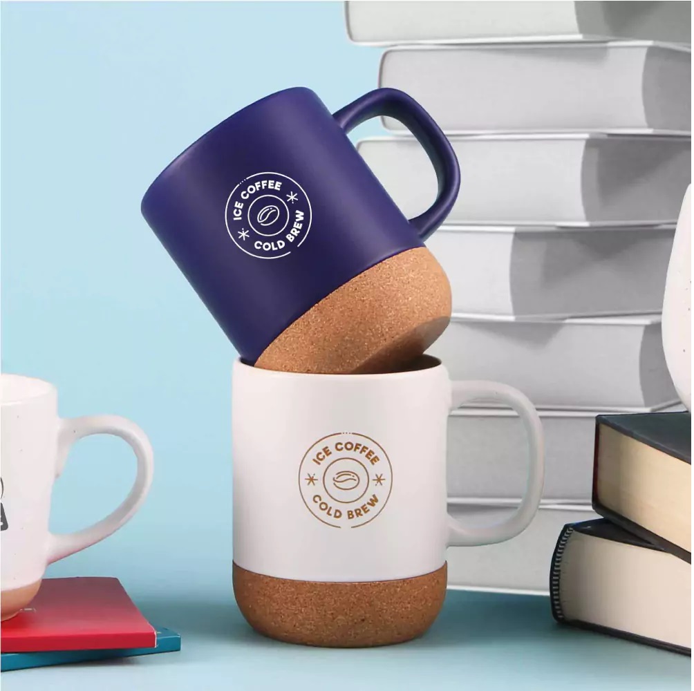 Ceramic Mugs with Lid and Cork Base 385 ml - Image 7