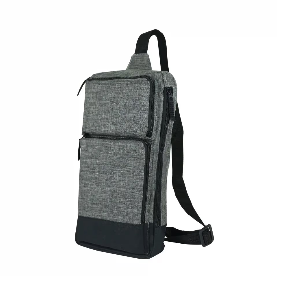 Sling Crossbody Bags in Grey and Black Polyester Material - Image 3