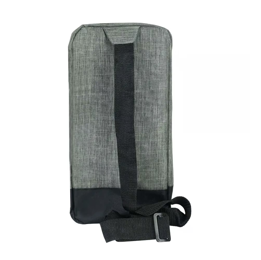 Sling Crossbody Bags in Grey and Black Polyester Material - Image 4
