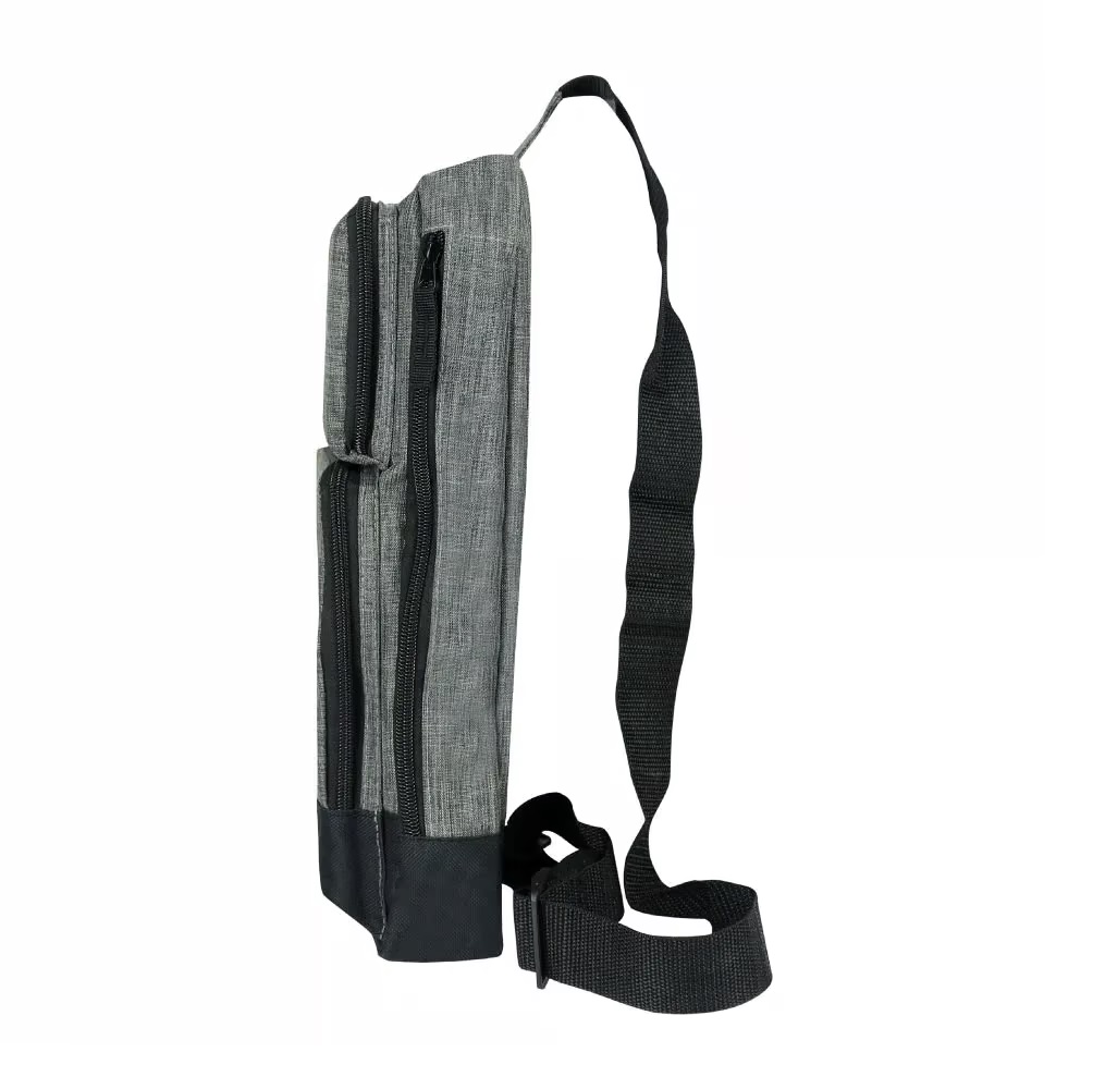 Sling Crossbody Bags in Grey and Black Polyester Material - Image 5