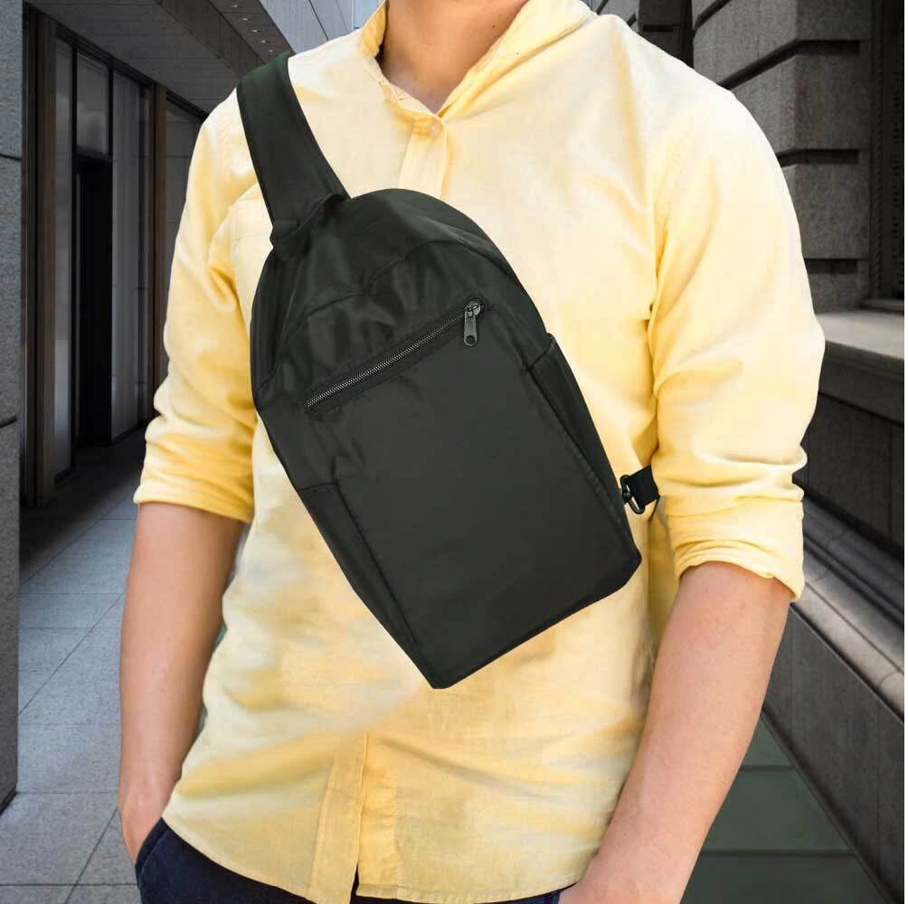 Sling Crossbody Bags In Black Nylon Material - Image 6
