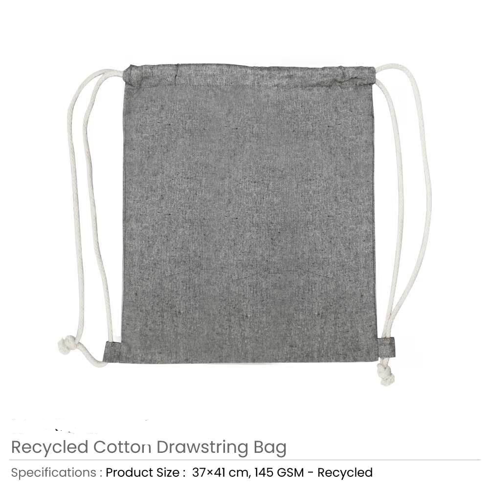 Recycled Cotton Drawstring Bags, 145gsm - Image 5