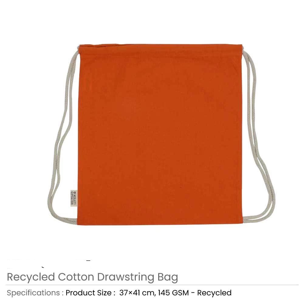 Recycled Cotton Drawstring Bags, 145gsm - Image 3