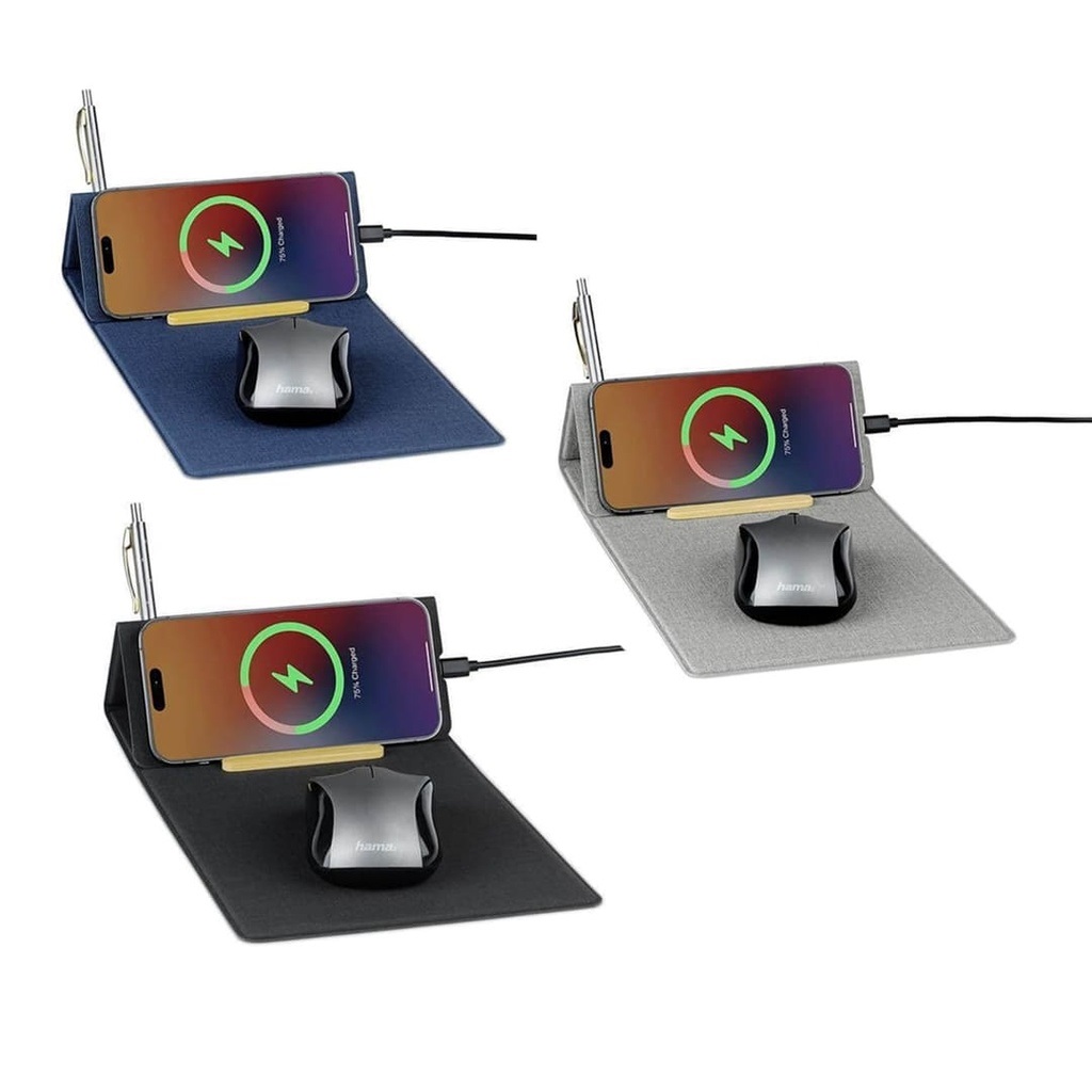 BLACE - CHANGE ZERO Recycled PU 15W Wireless Mousepad & Desk Organizer - Black - Image 6