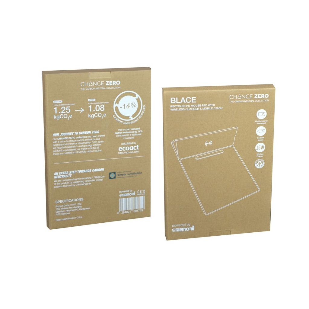 BLACE - CHANGE ZERO Recycled PU 15W Wireless Mousepad & Desk Organizer - Black - Image 5