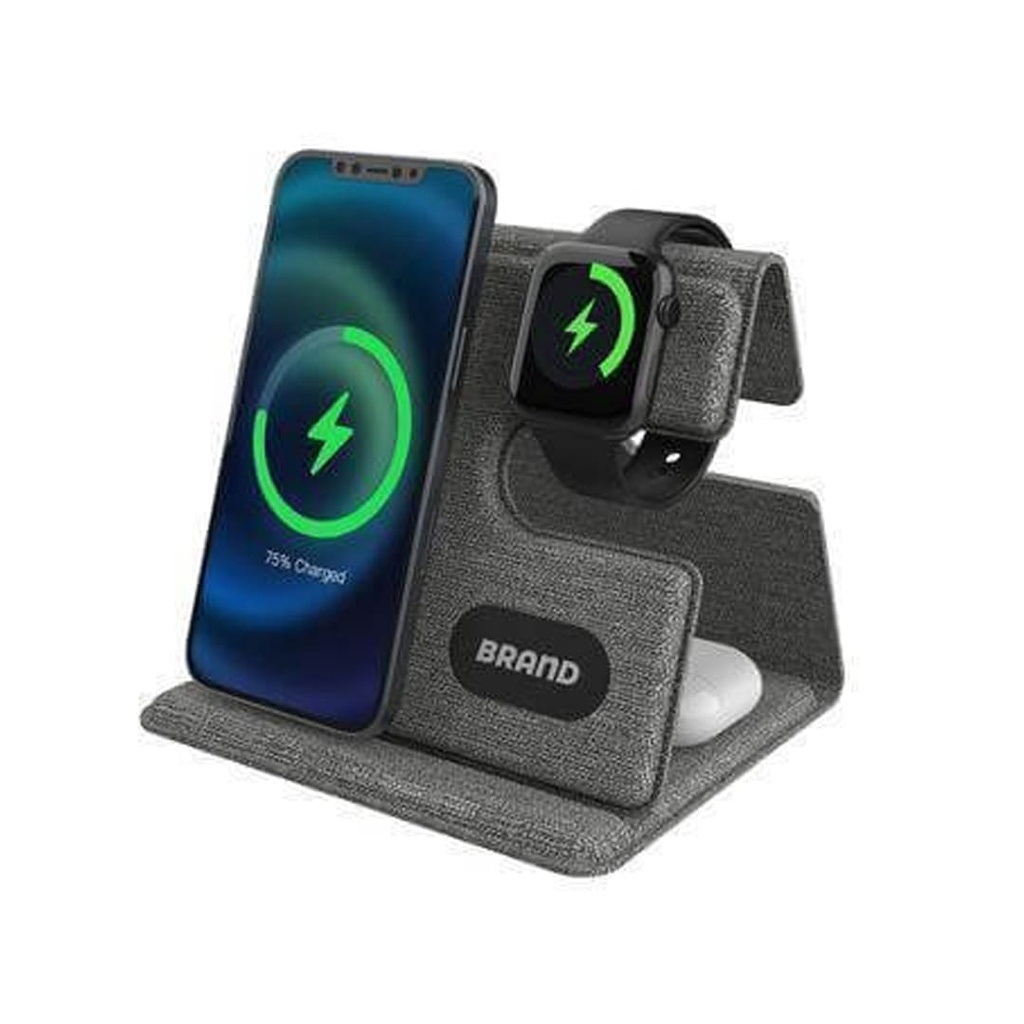 PLANA - CHANGE ZERO Recycled 3-in-1 Wireless Charger Station - Grey - Image 2