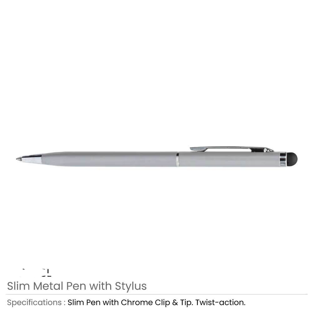 Slim Metal Pens with Stylus - Image 4