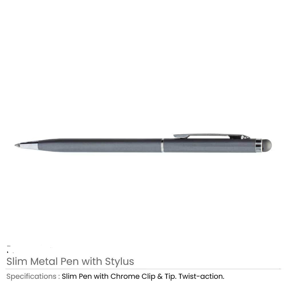 Slim Metal Pens with Stylus - Image 3