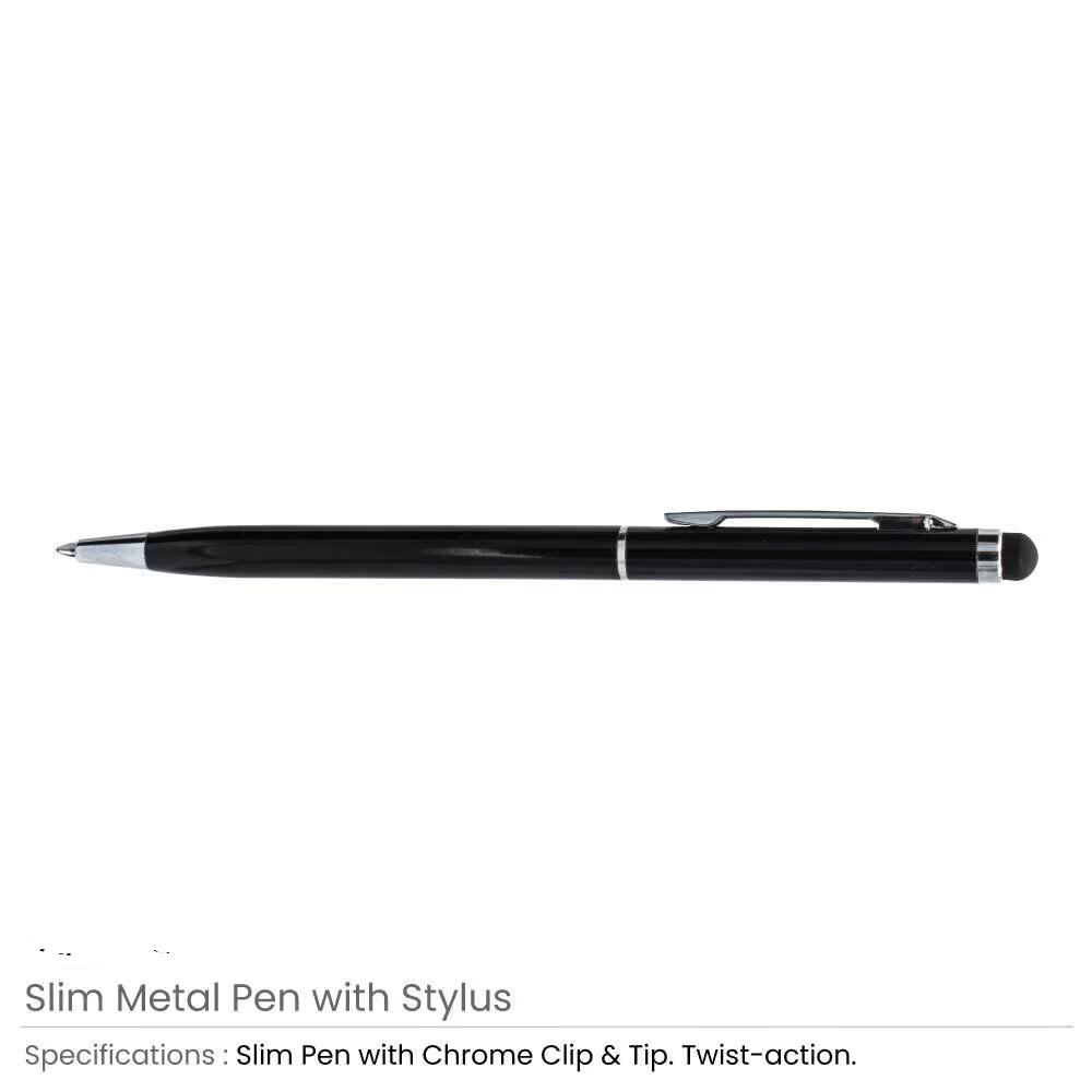 Slim Metal Pens with Stylus - Image 2