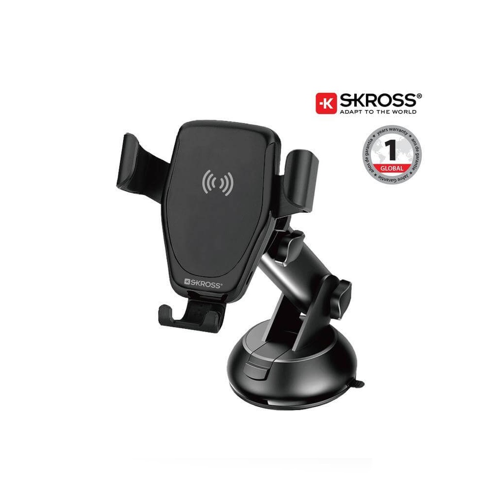 SKROSS Car Phone Holder & Wireless Charger - Black