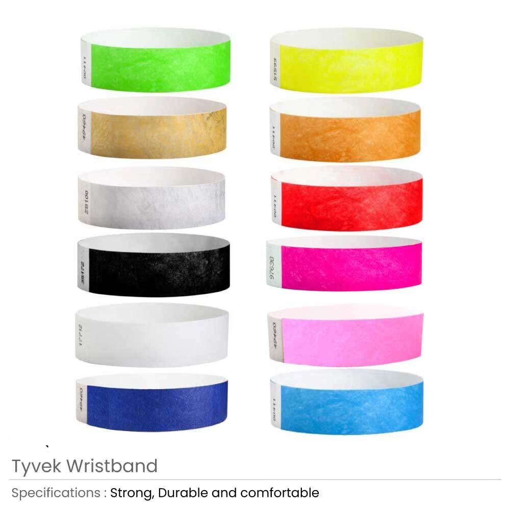Tyvek Wristbands Waterproof, Adjustable, Adhesive