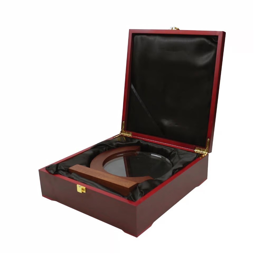 Round Moon Crystal Awards with Wooden Base - Image 3