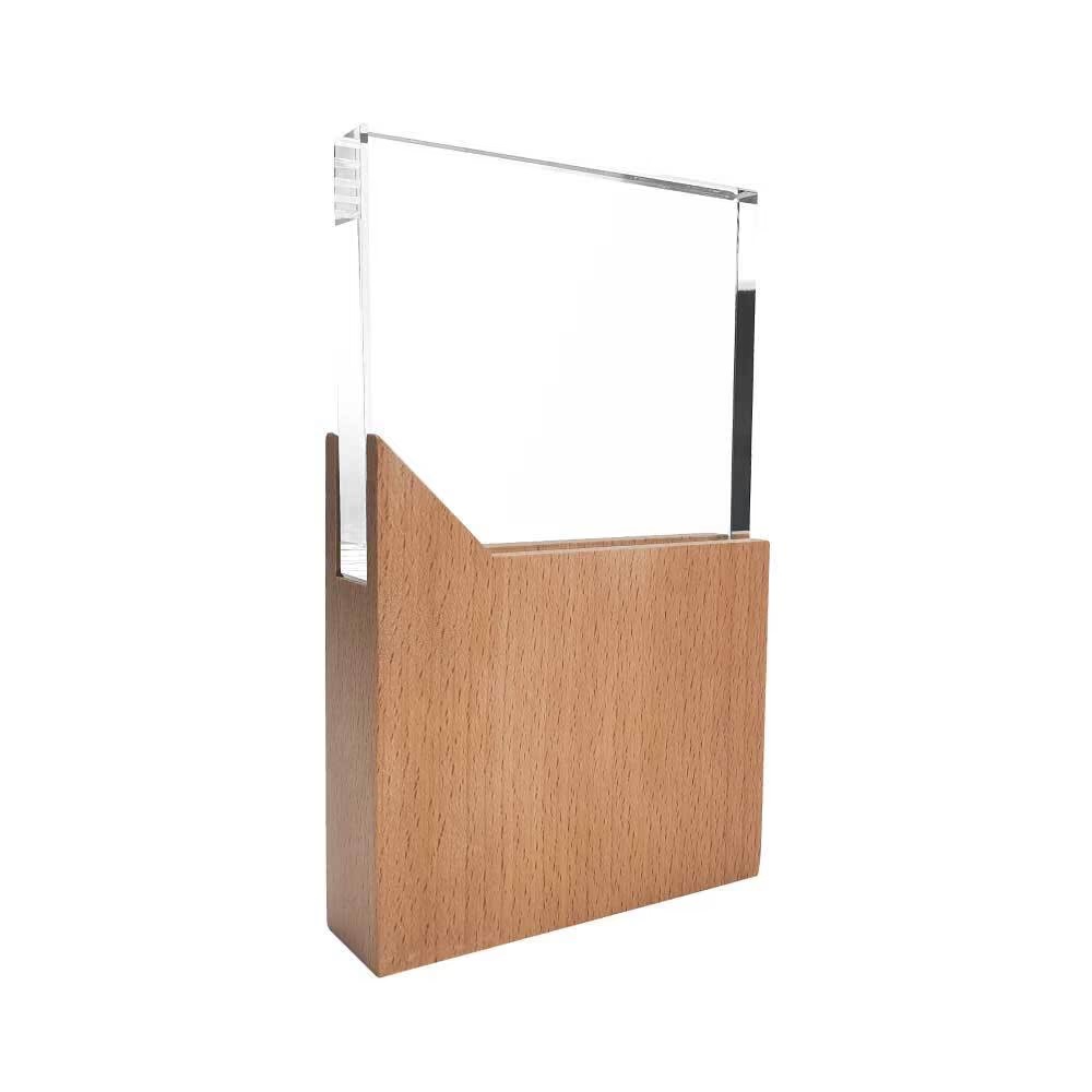 Rectangle Shaped Wood and Crystal Awards with Box