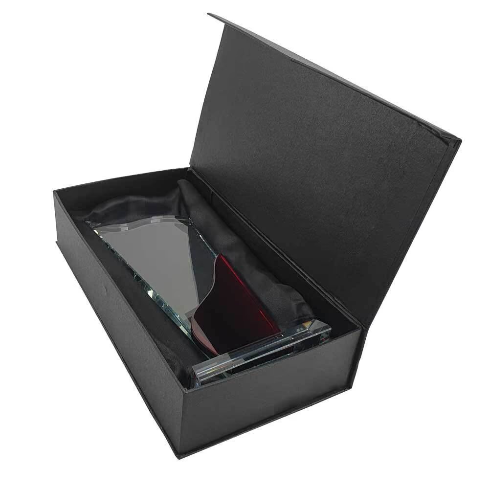 Tower Shaped Crystal Awards, Clear & Red Design with Box - Image 3
