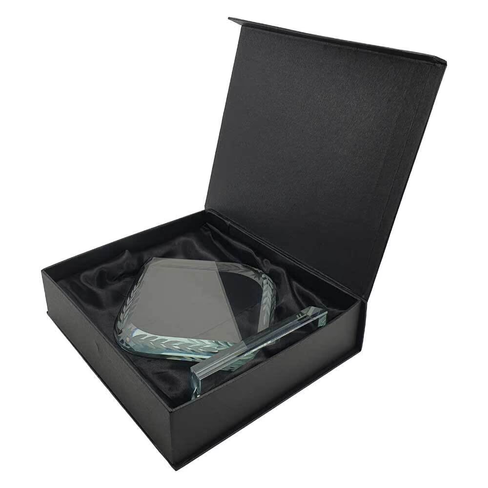 Rhombus Shaped Crystal Awards with Engraved Design & Box - Image 3