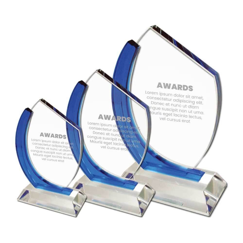 Special Offer Crystal Awards with Blue Design on the side - Image 2