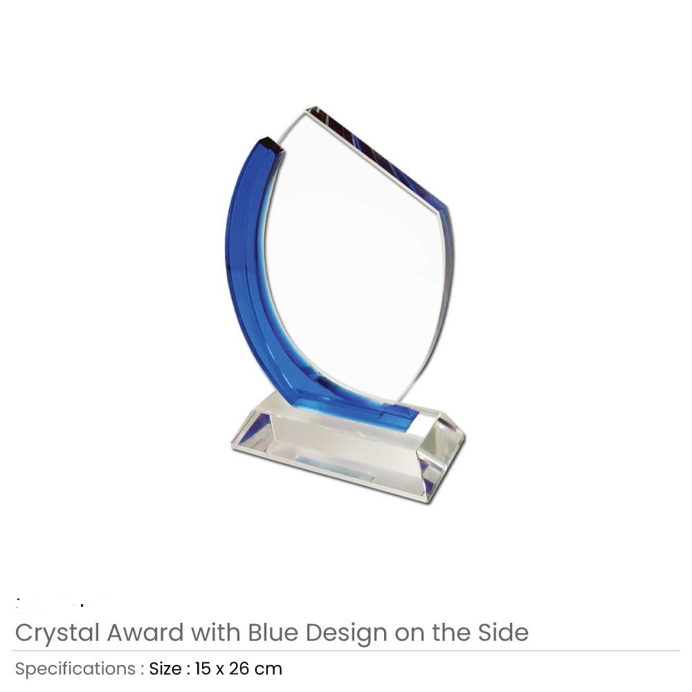 Special Offer Crystal Awards with Blue Design on the side - Image 3