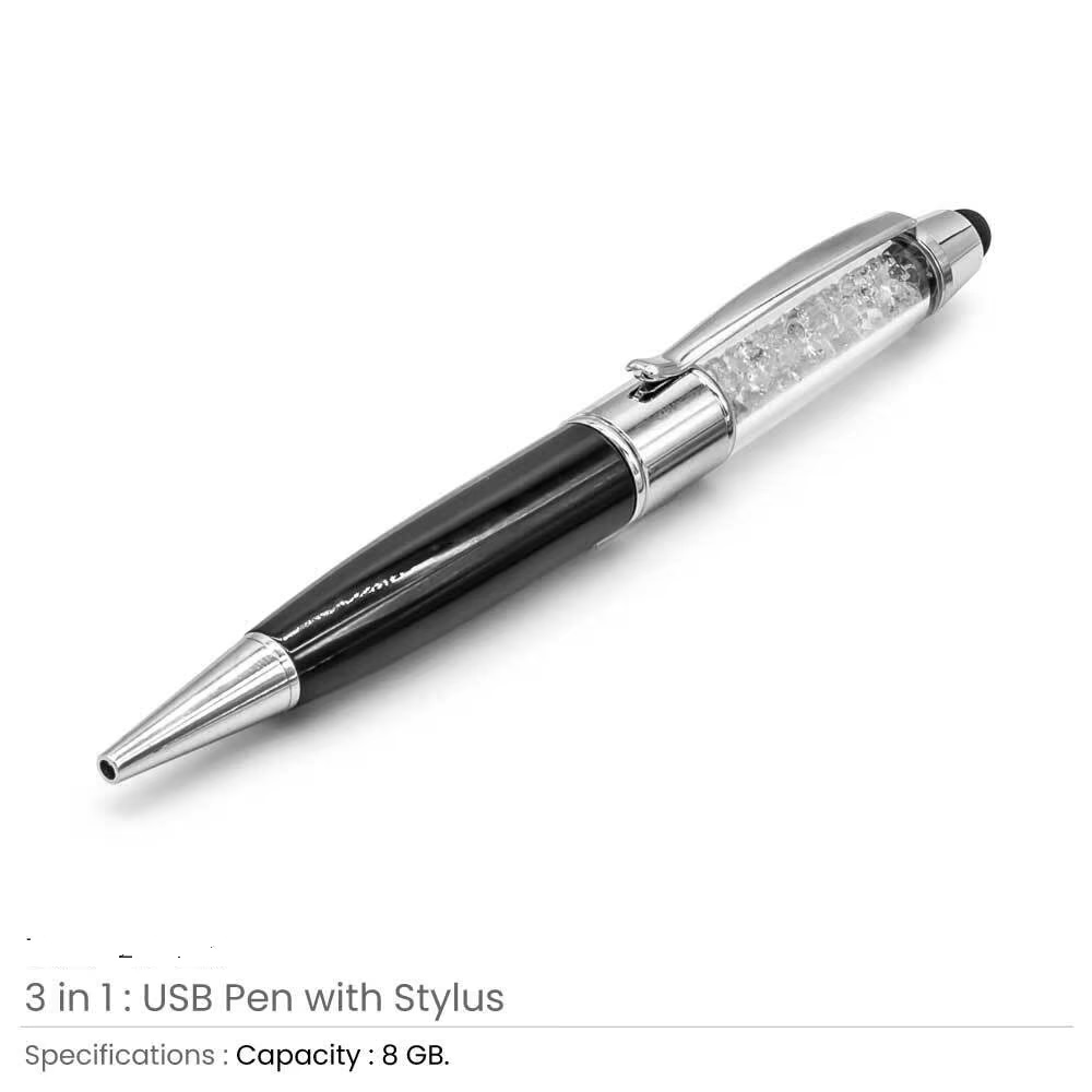 Crystal Pen USB with Stylus - Image 2