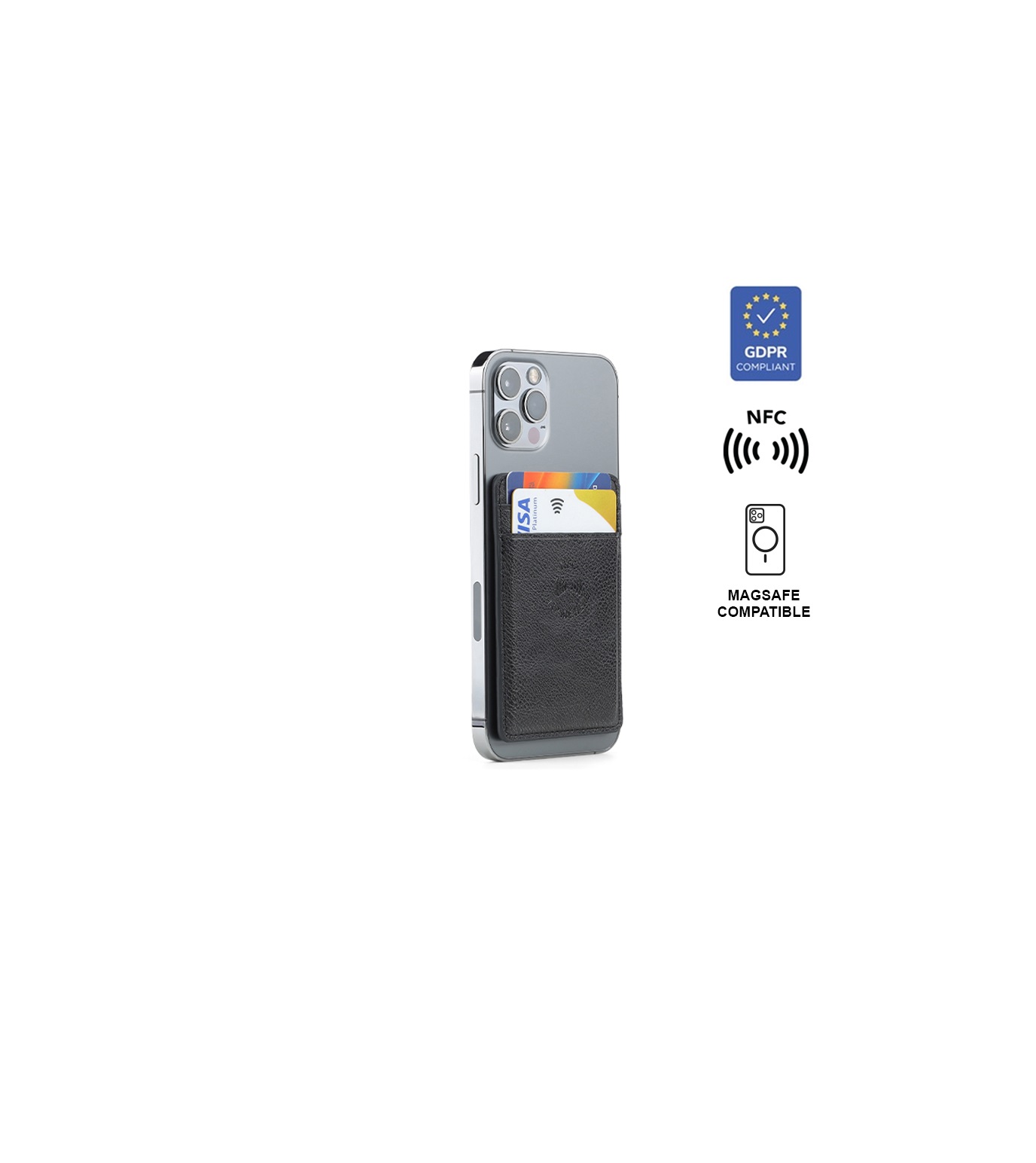 ROMA - Santhome® 2-in-1 Mag Cardholder and Inbuilt NFC Digital Business Card - Black