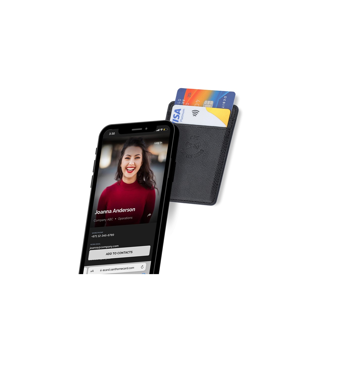 ROMA - Santhome® 2-in-1 Mag Cardholder and Inbuilt NFC Digital Business Card - Black - Image 3