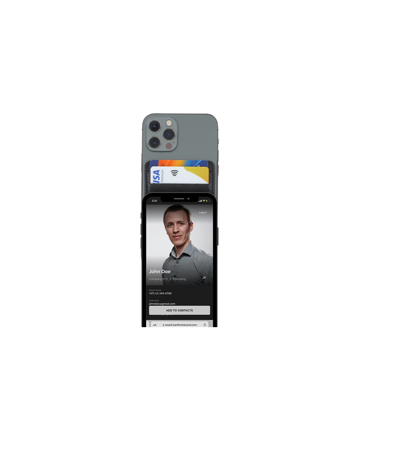 ROMA - Santhome® 2-in-1 Mag Cardholder and Inbuilt NFC Digital Business Card - Black - Image 4