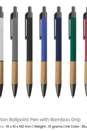Push Button Ballpoint Pens with Bamboo Grip